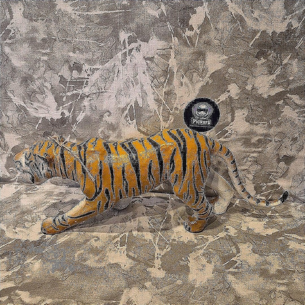 VTG Black Stripe Leather Wrapped Tiger Statue Figurine Sculpture 17" x 7.5"~NWT - Picture 3 of 9